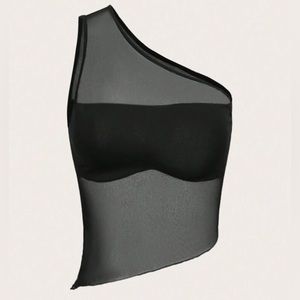 SHEIN ICON One Shoulder Mesh Top